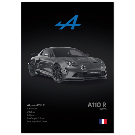 Alpine A110 R Poster - Monochrome Collection