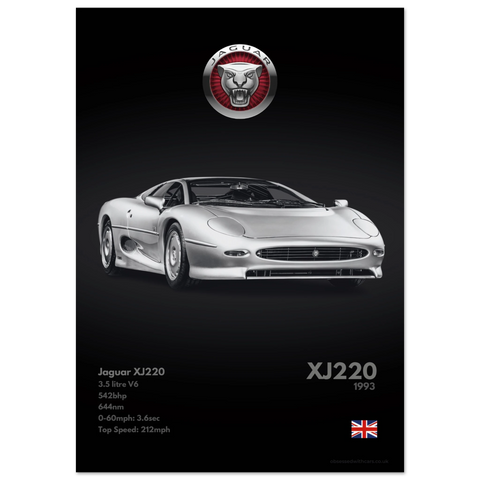 241 Jaguar XJ220 Poster - Monochrome Collection