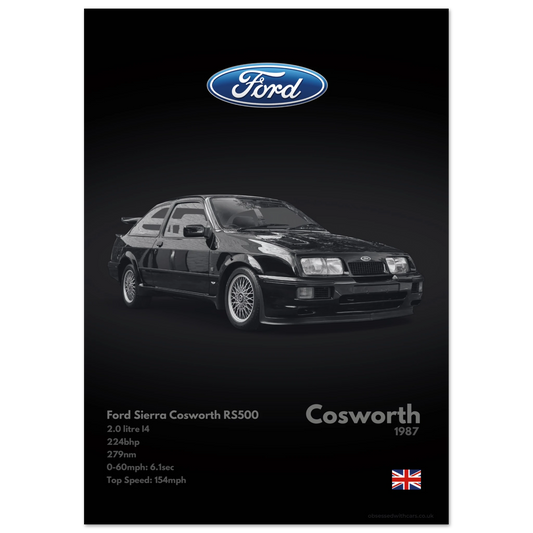 Ford Sierra Cosworth RS Poster - Monochrome Collection