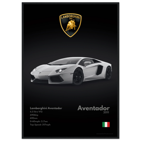 440 Lamborghini Aventador Poster - Monochrome Collection