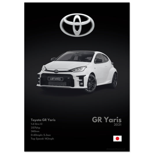 Toyota GR Yaris Poster - Monochrome Collection