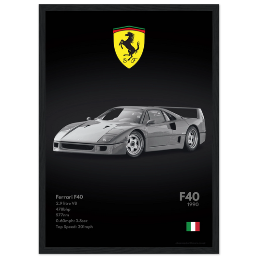 Ferrari F40 Poster - Monochrome Collection