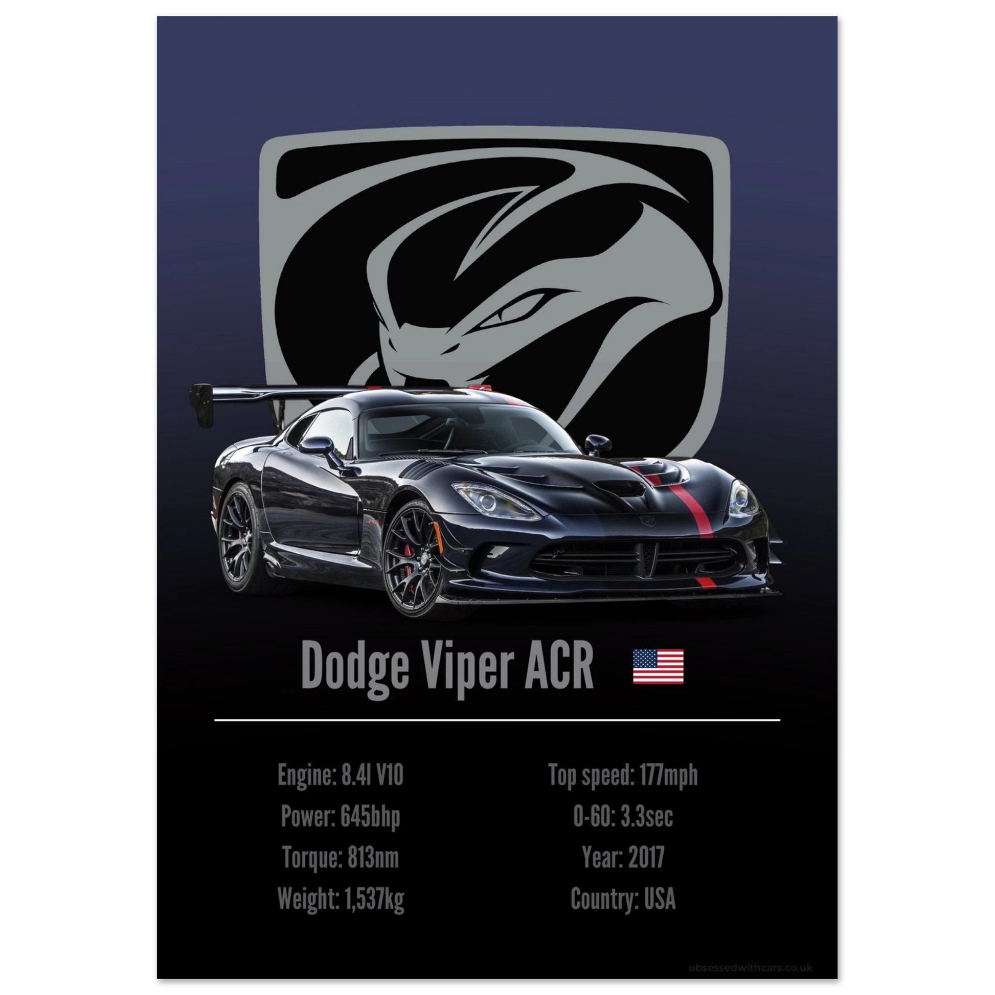 Dodge Viper ACR Poster - Accent Collection
