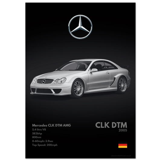 Mercedes CLK DTM AMG Poster - Monochrome Collection