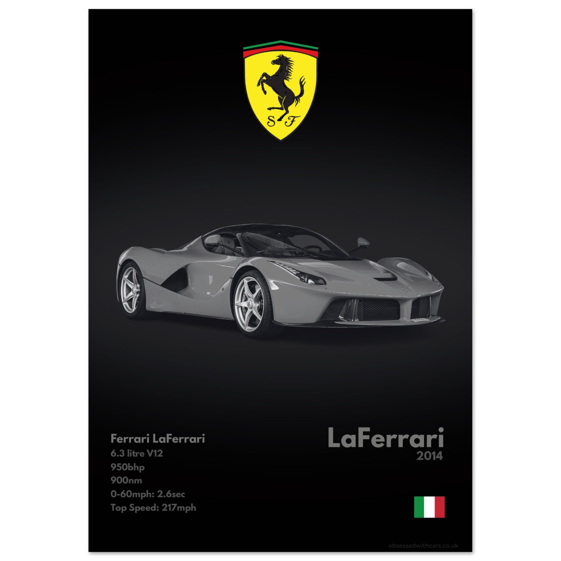 Ferrari LaFerrari Poster - Monochrome Collection