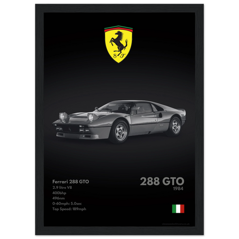 250 Ferrari 288 GTO Poster - Monochrome Collection