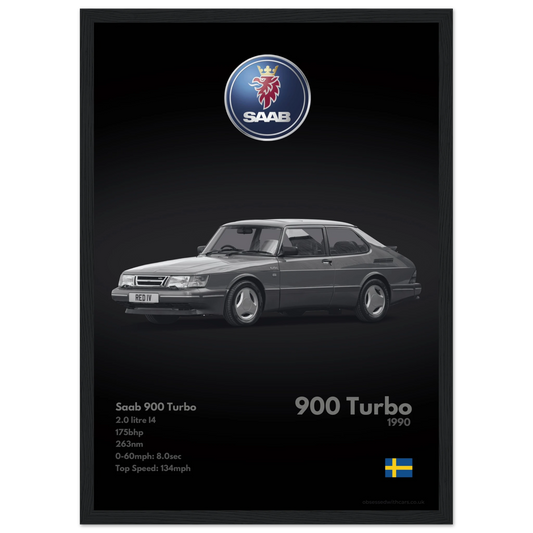 Saab 900 Turbo Poster - Monochrome Collection