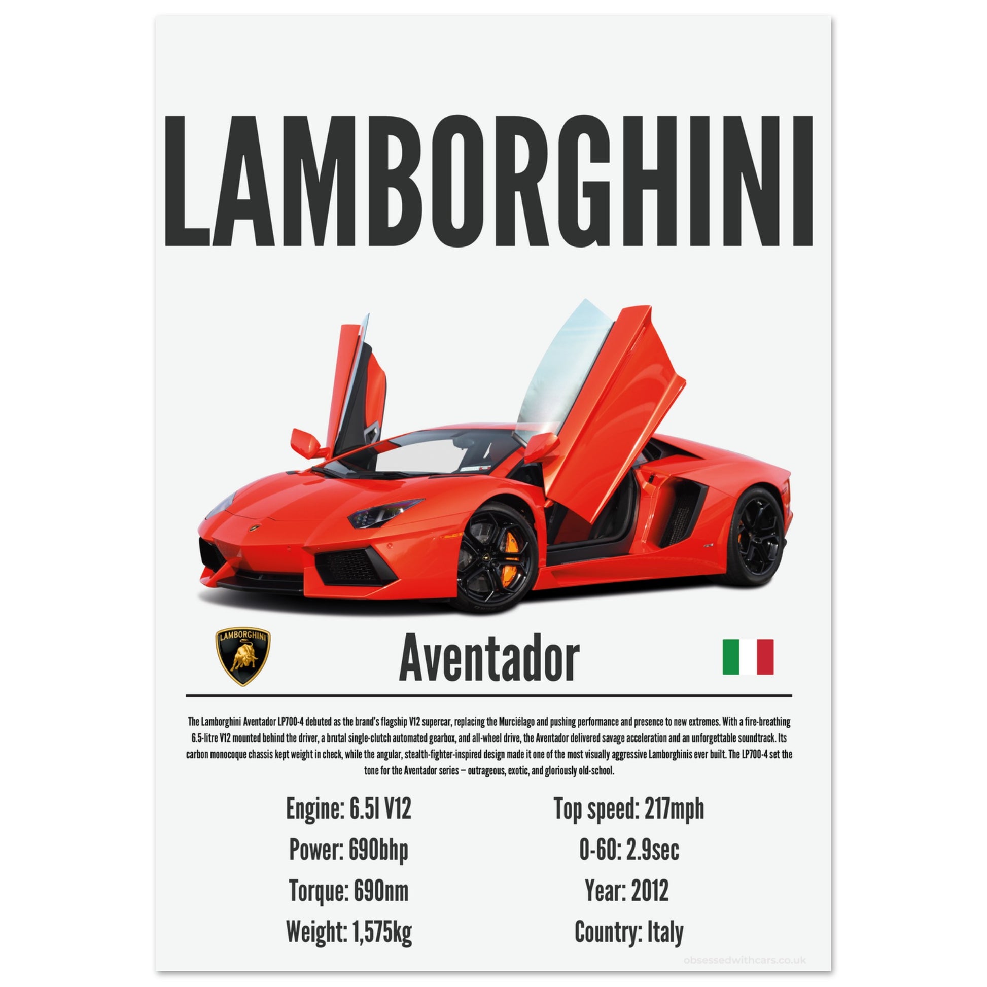 Lamborghini Aventador Poster - Precision Collection
