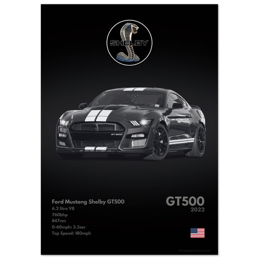 Shelby GT500 Poster - Monochrome Collection