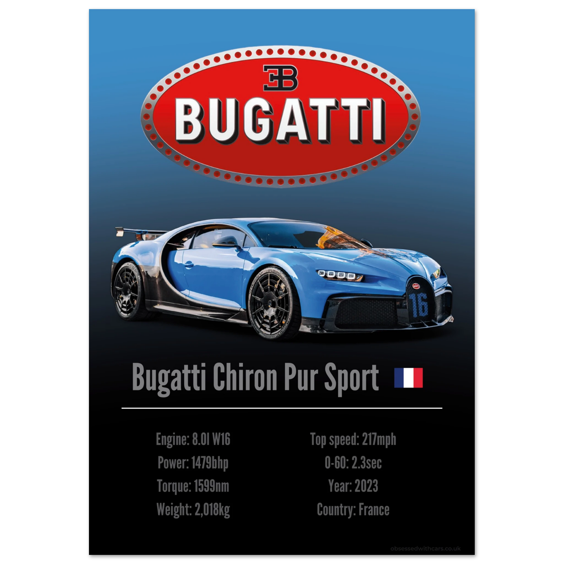 Bugatti Chiron Pur Sport Poster - Accent Collection
