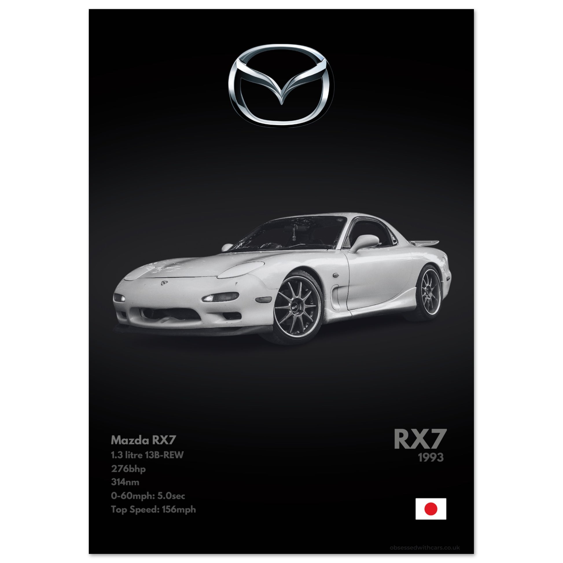 Mazda RX7 Poster - Monochrome Collection
