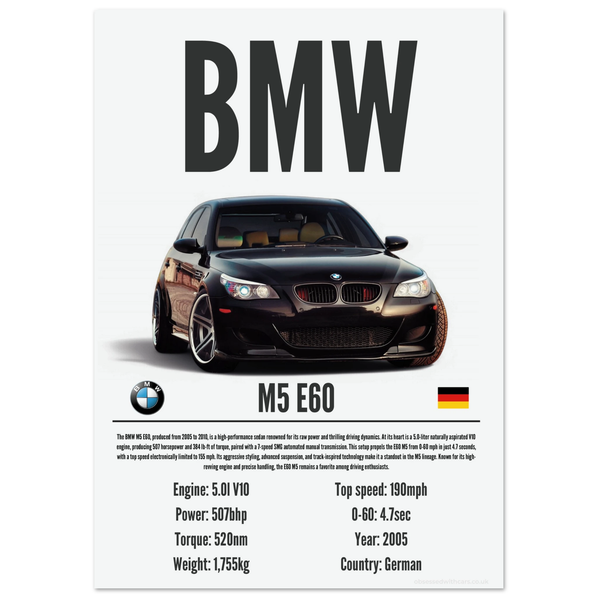 BMW M5 E60 Poster - Precision Collection