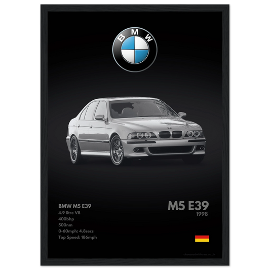 BMW M5 E39 Poster - Monochrome Collection