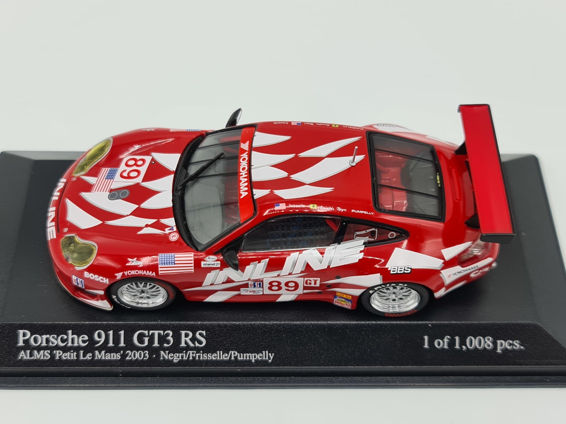 1/43 2003 Porsche 911 GT3 RS - ALMS 'Petit Le Mans' - Negri Jr / Frisselle / Pumpelly - Minichamps | Model Car
