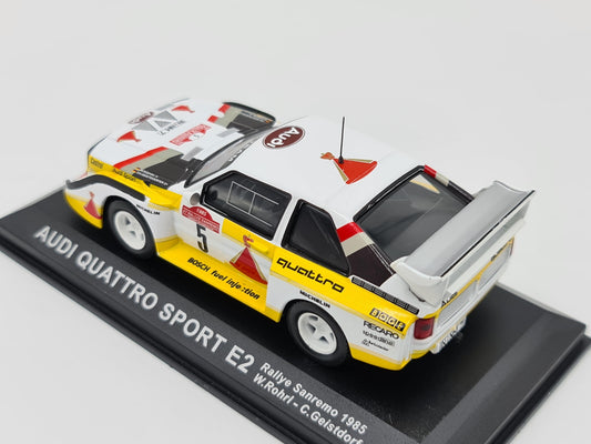 1/43 1985 Audi Quattro Sport E2 - Rallye Sanremo - Rohrl / Geistdorfer | Model Rally Car