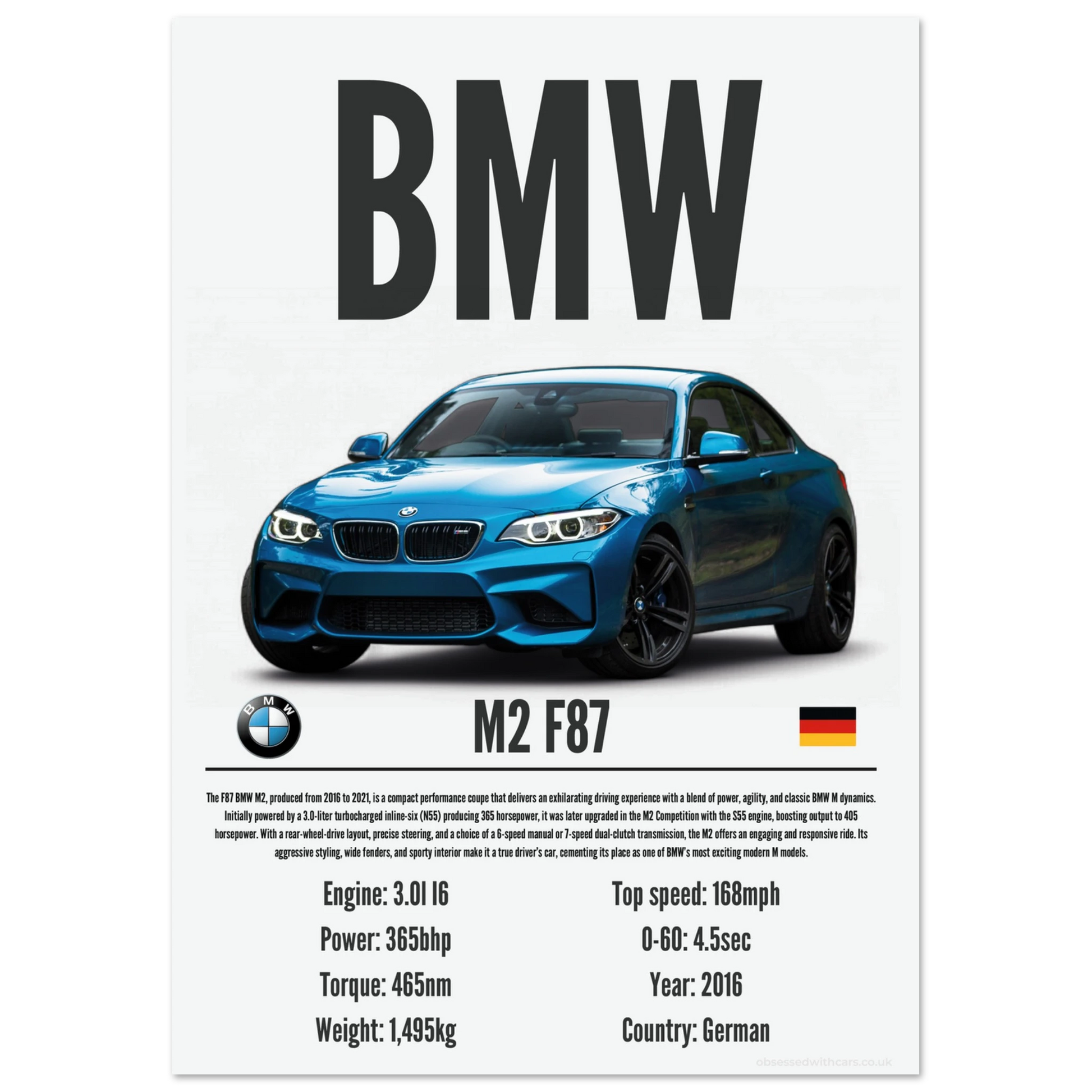 BMW M2 F87 Poster - Precision Collection