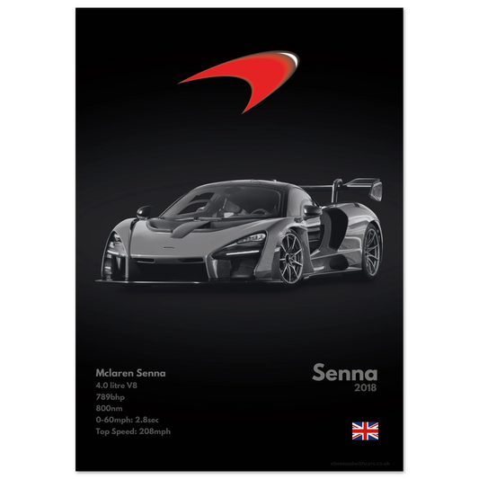 Mclaren Senna Poster - Monochrome Collection