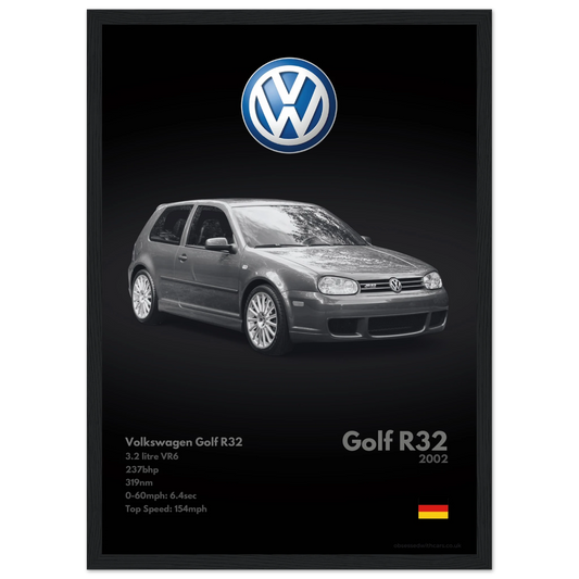Volkswagen Golf R32 Poster - Monochrome Collection