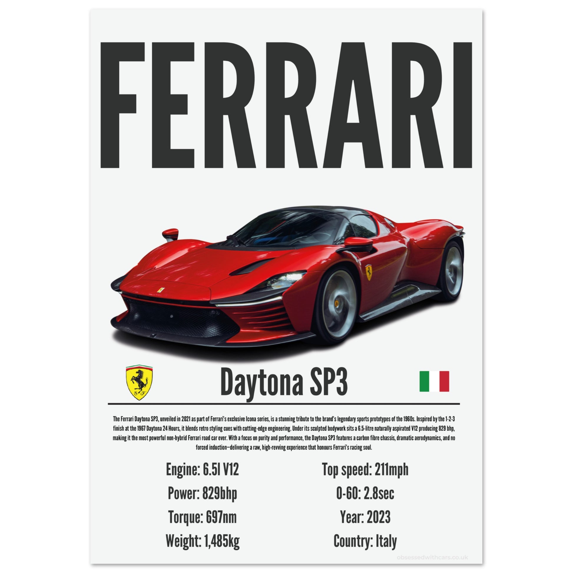Ferrari Daytona SP3 Poster - Precision Collection