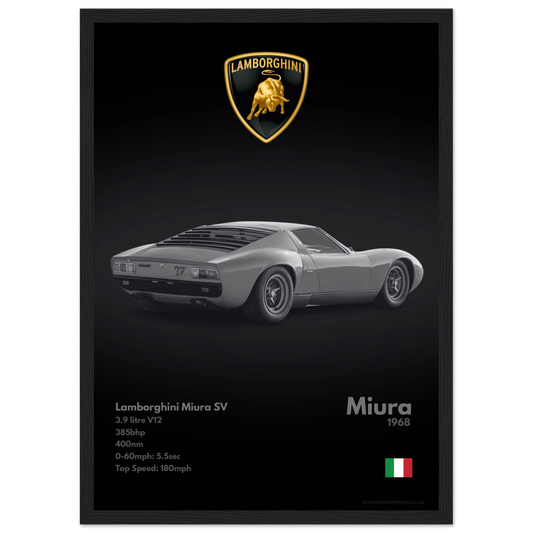 Lamborghini Miura SV Poster - Monochrome Collection
