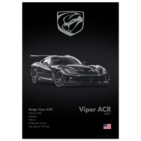 090 Dodge Viper ACR Poster - Monochrome Collection