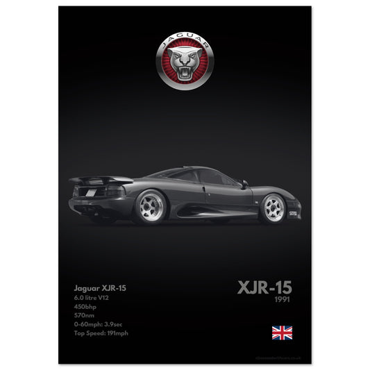 Jaguar XJR-15 Poster - Monochrome Collection