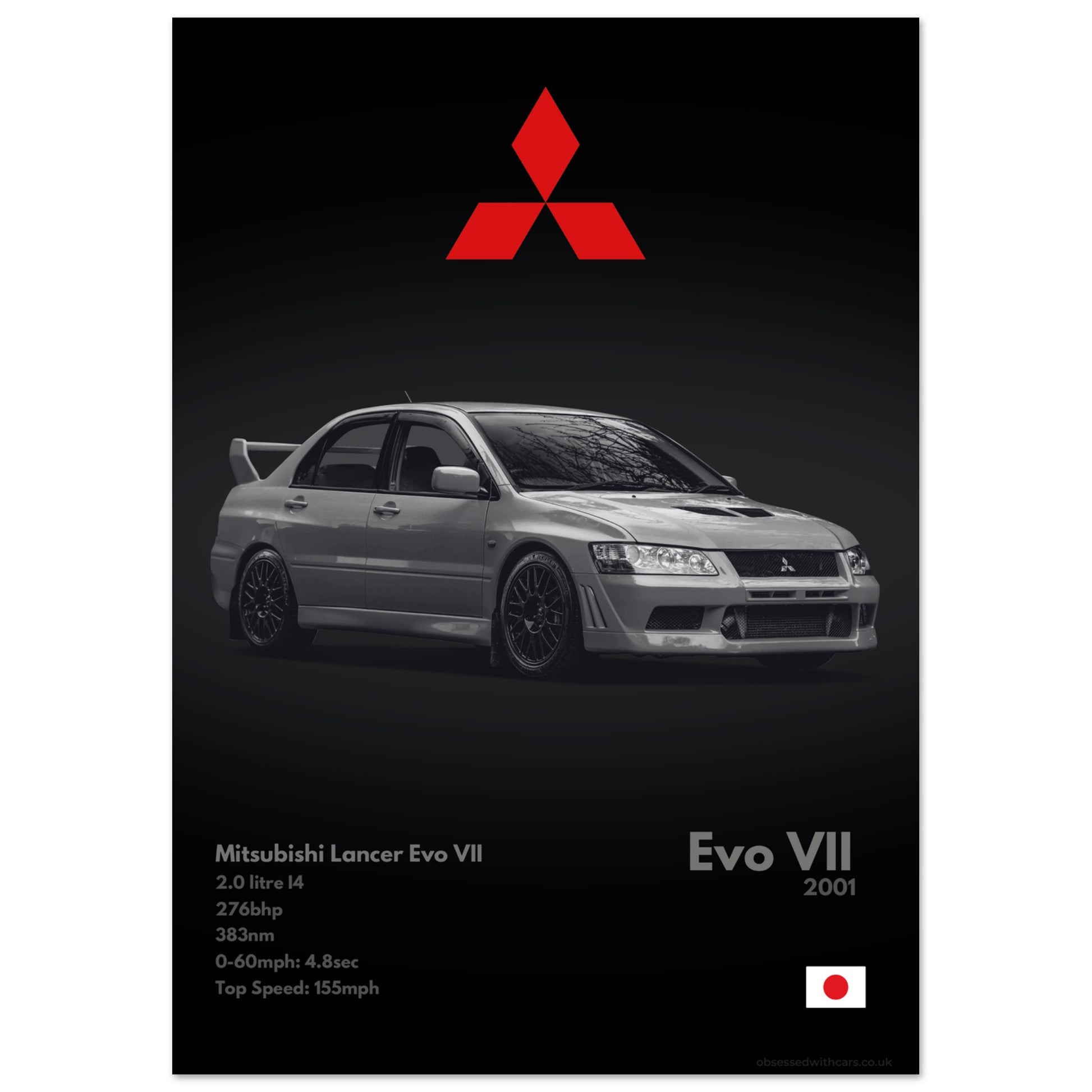 Mitsubishi Lancer Evo VII Poster - Monochrome Collection