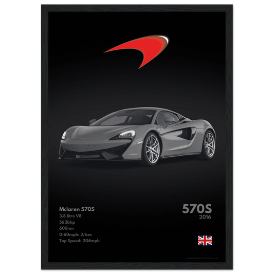 Mclaren 570S Poster - Monochrome Collection