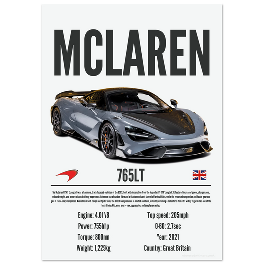 Mclaren 765LT Poster - Precision Collection
