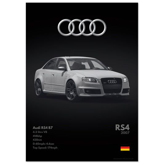 Audi RS4 B7 Poster - Monochrome Collection