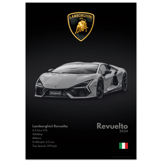 Lamborghini Revuelto Poster - Monochrome Collection