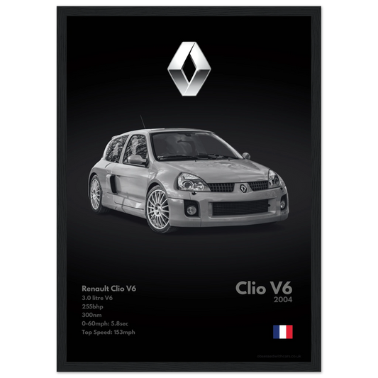 Renault Clio V6 Poster - Monochrome Collection