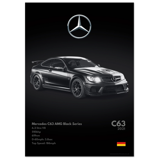 Mercedes C63 AMG Poster - Monochrome Collection