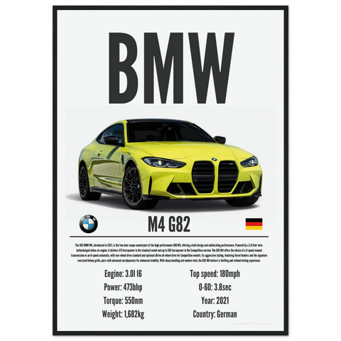 020 BMW M4 G82 Poster - Precision Collection