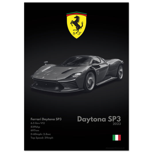Ferrari Daytona SP3 Poster - Monochrome Collection