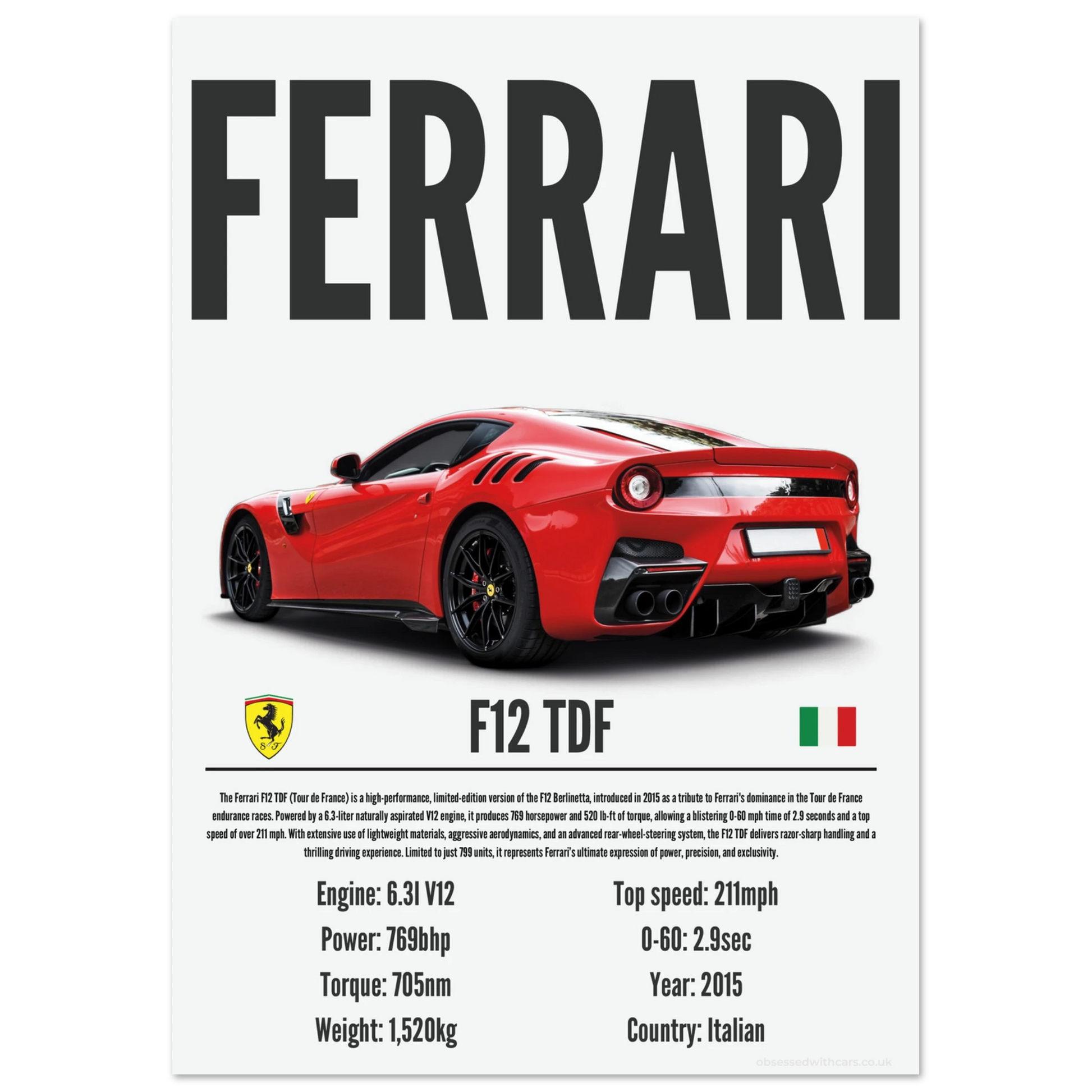 Ferrari F12 TDF Poster - Precision Collection
