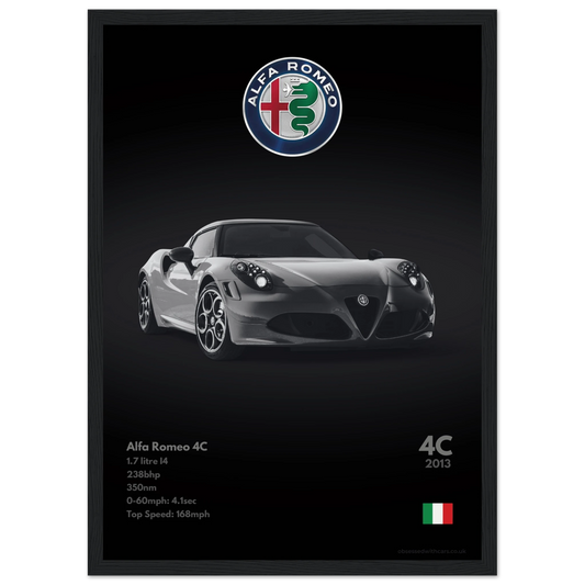 Alfa Romeo 4C Poster - Monochrome Collection