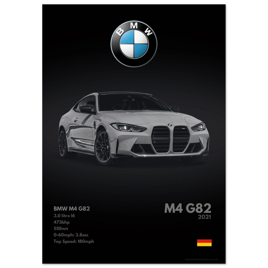 BMW M4 G82 Poster - Monochrome Collection