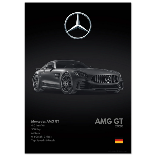 Mercedes AMG GT Poster - Monochrome Collection