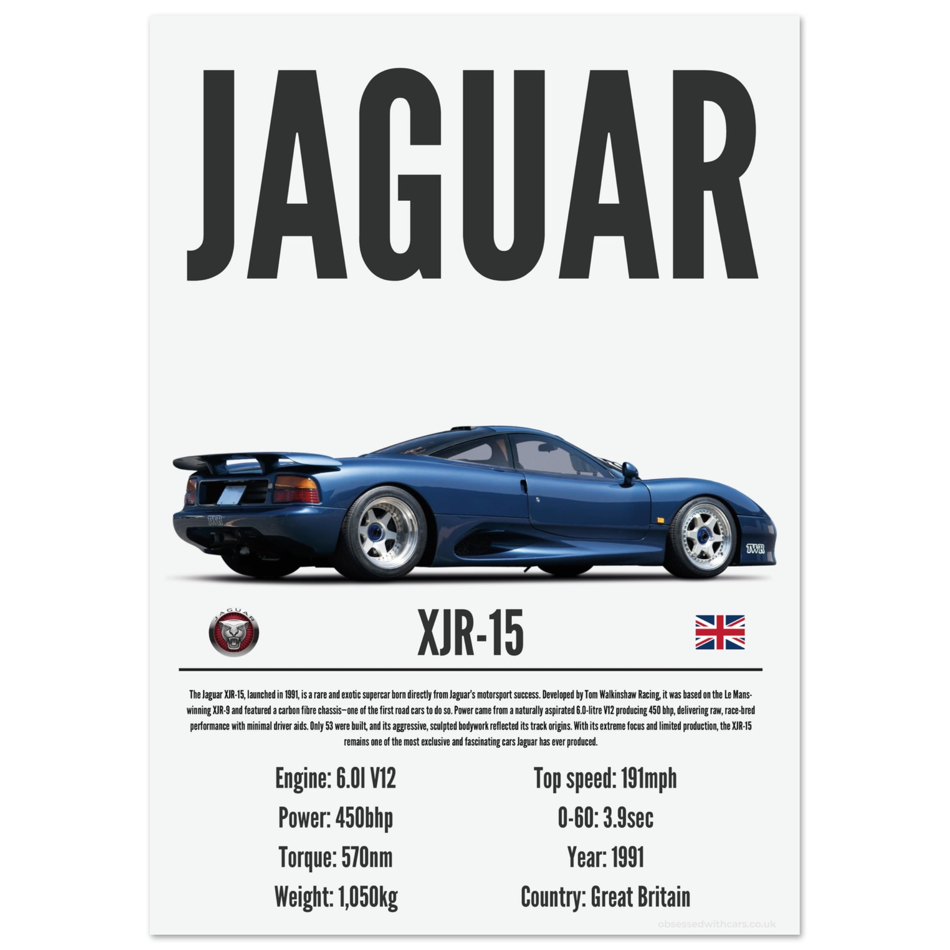 Jaguar XJR-15 Poster - Precision Collection