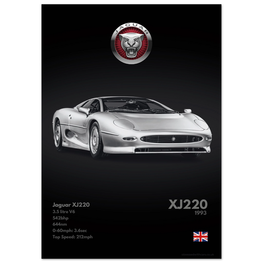Jaguar XJ220 Poster - Monochrome Collection