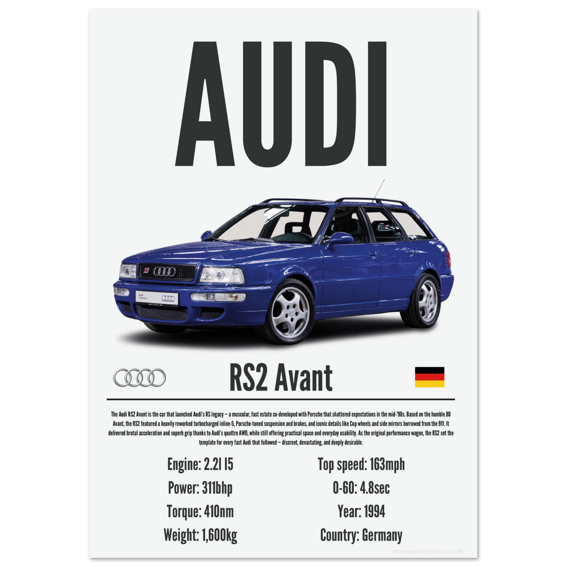 Audi RS2 Avant Poster - Precision Collection