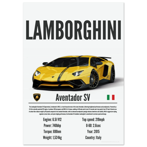 050 Lamborghini Aventador SV Poster - Precision Collection
