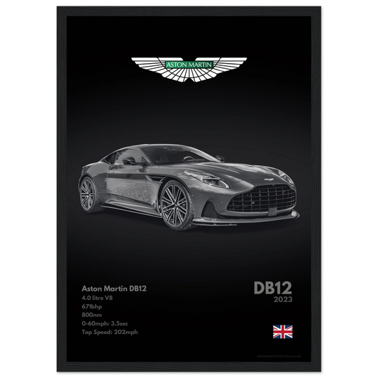 Aston Martin DB12 Poster - Monochrome Collection