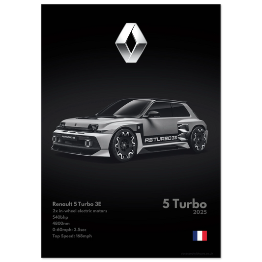 Renault 5 Turbo 3E Poster - Monochrome Collection