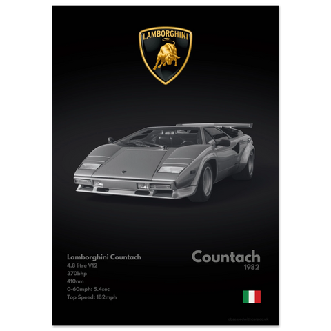 350 Lamborghini Countach Poster - Monochrome Collection