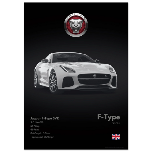 Jaguar F-Type SVR Poster - Monochrome Collection