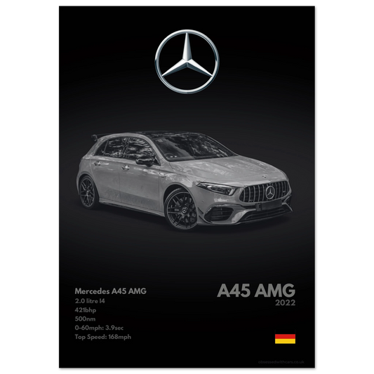 Mercedes A45 AMG Poster - Monochrome Collection