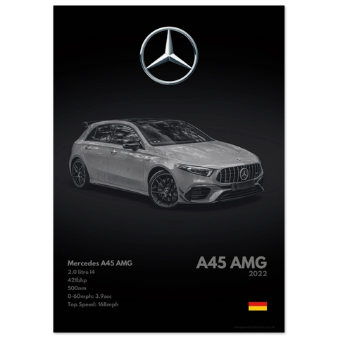 261 Mercedes A45 AMG Poster - Monochrome Collection