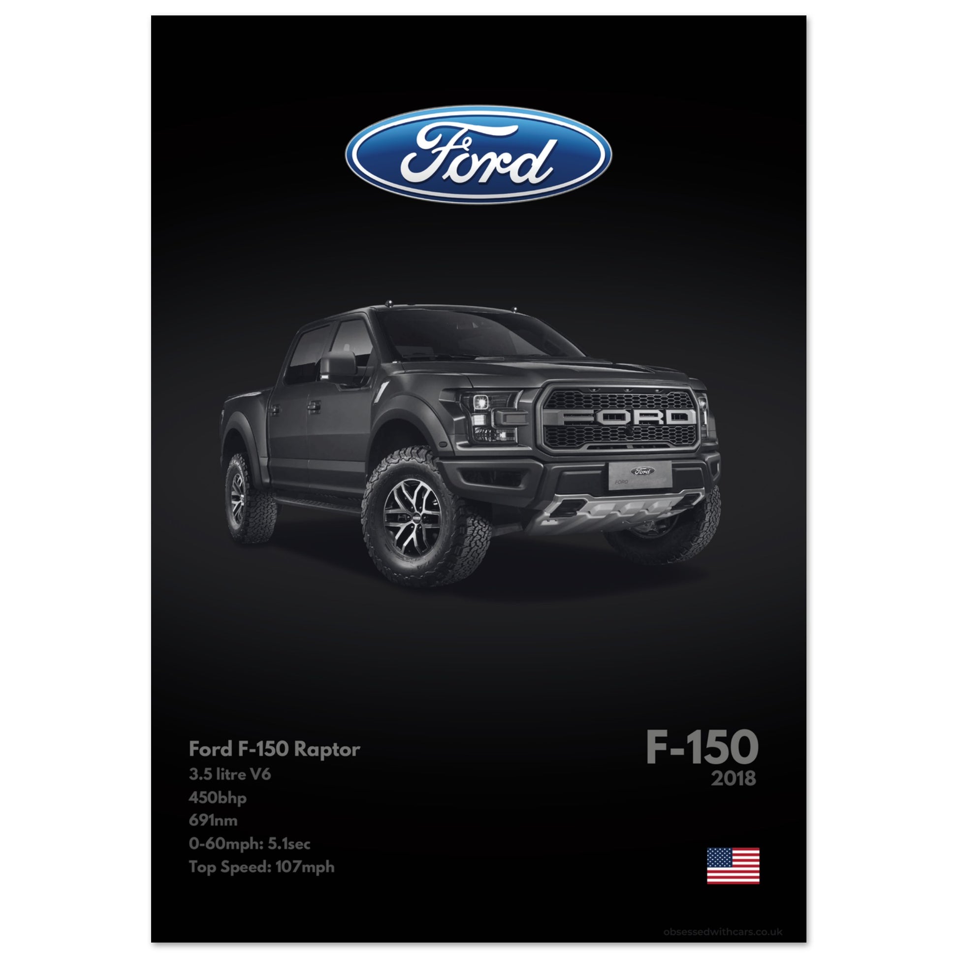 Ford F-150 Raptor Poster - Monochrome Collection